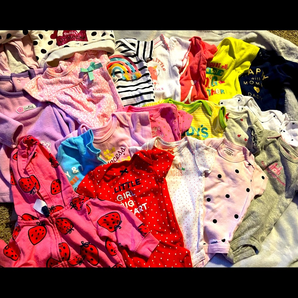Newborn lot of 17 onesies and 3 sweaters